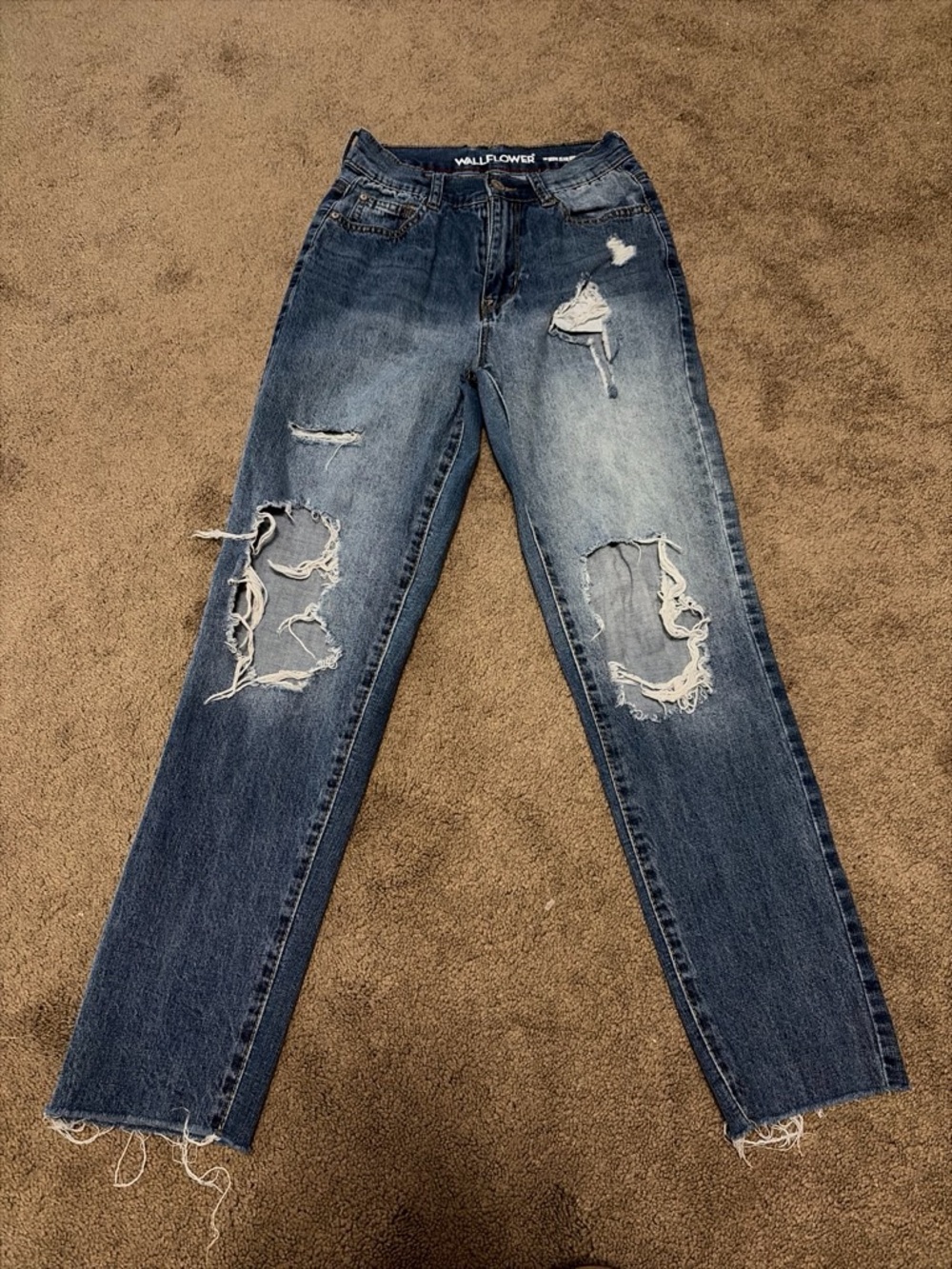 Wallflower Distressed Boyfriend Jeans - Medium Blue